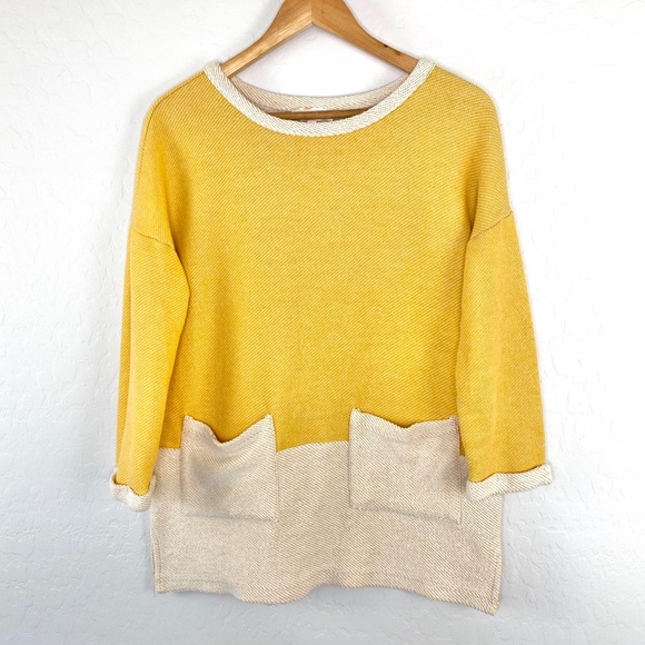 hailey & co Tops - Hailey & Co mustard yellow cream terry tunic small